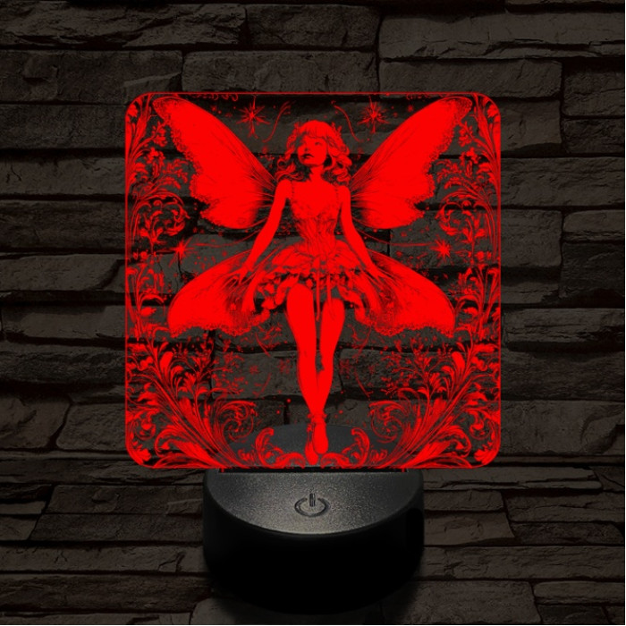 Tündérlány 7 színű  3D led lámpa