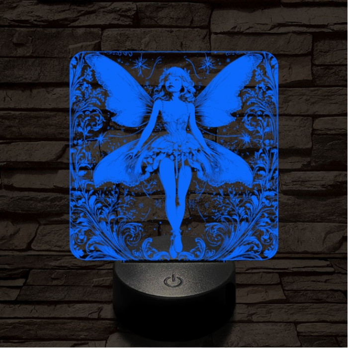 Tündérlány 7 színű  3D led lámpa