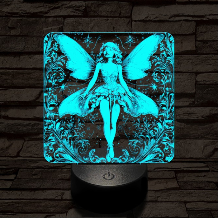 Tündérlány 7 színű  3D led lámpa