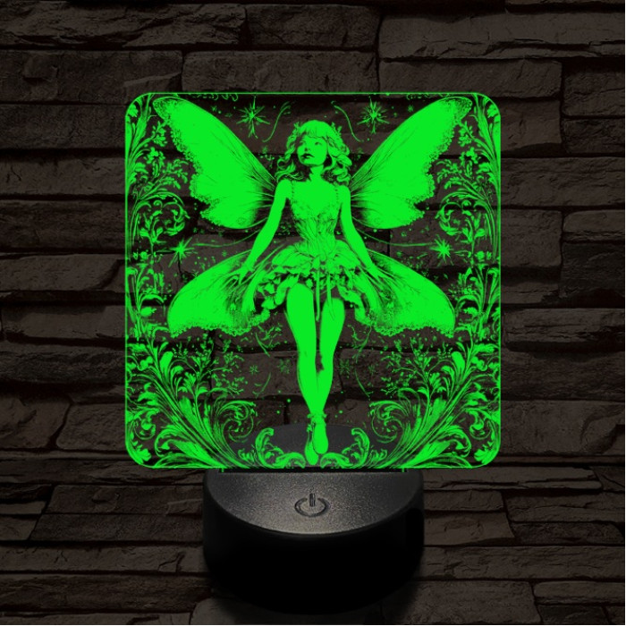 Tündérlány 7 színű  3D led lámpa