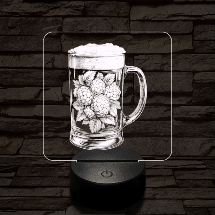 Komló leve 7 színű, valósághűen gravírozott 3D led lámpa