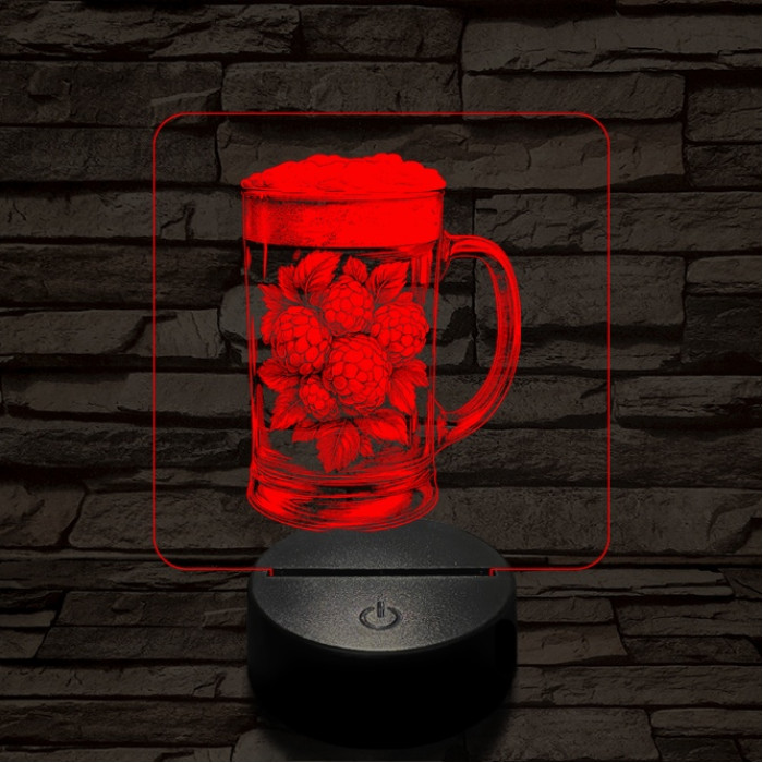 Komló leve 7 színű, valósághűen gravírozott 3D led lámpa