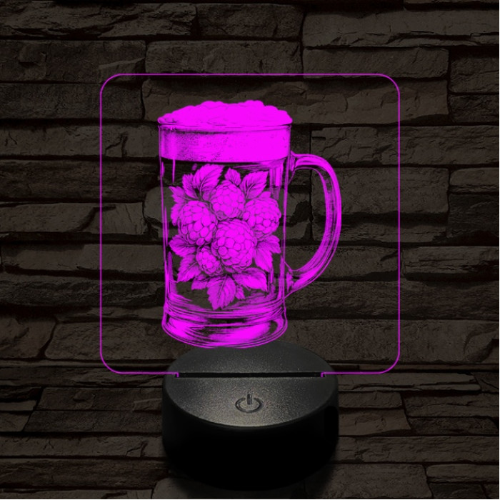 Komló leve 7 színű, valósághűen gravírozott 3D led lámpa