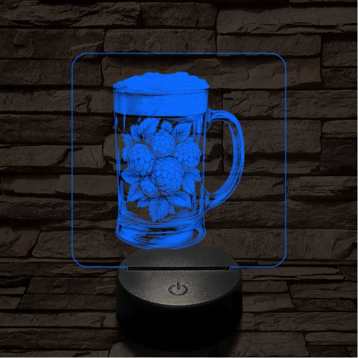 Komló leve 7 színű, valósághűen gravírozott 3D led lámpa