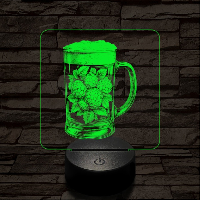 Komló leve 7 színű, valósághűen gravírozott 3D led lámpa