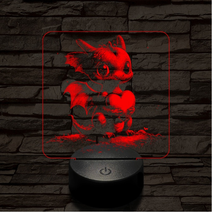 Szerelmetes kissárkány 7 színű valósághű 3D led lámpa
