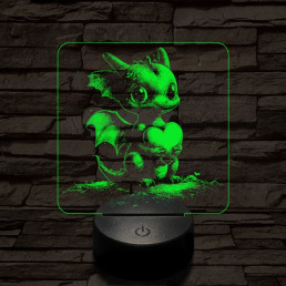 Szerelmetes kissárkány 7 színű valósághű 3D led lámpa