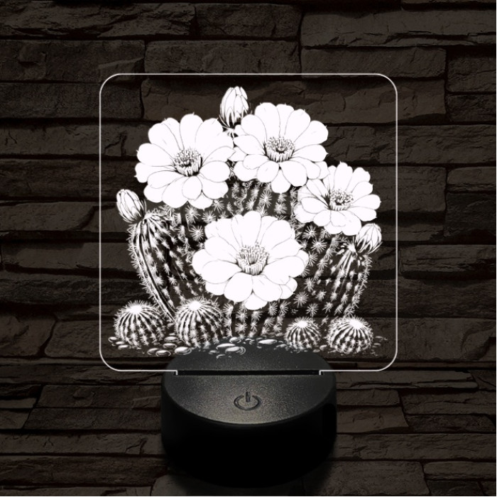 Virágzó kaktusz 7 színű valósághű 3D led lámpa