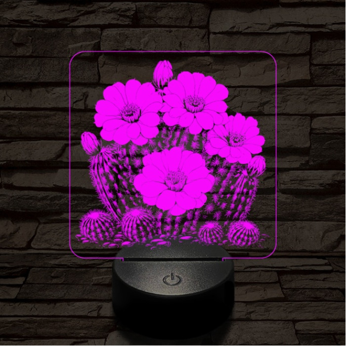 Virágzó kaktusz 7 színű valósághű 3D led lámpa