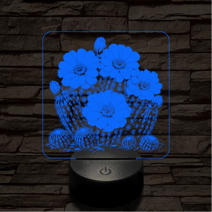 Virágzó kaktusz 7 színű valósághű 3D led lámpa
