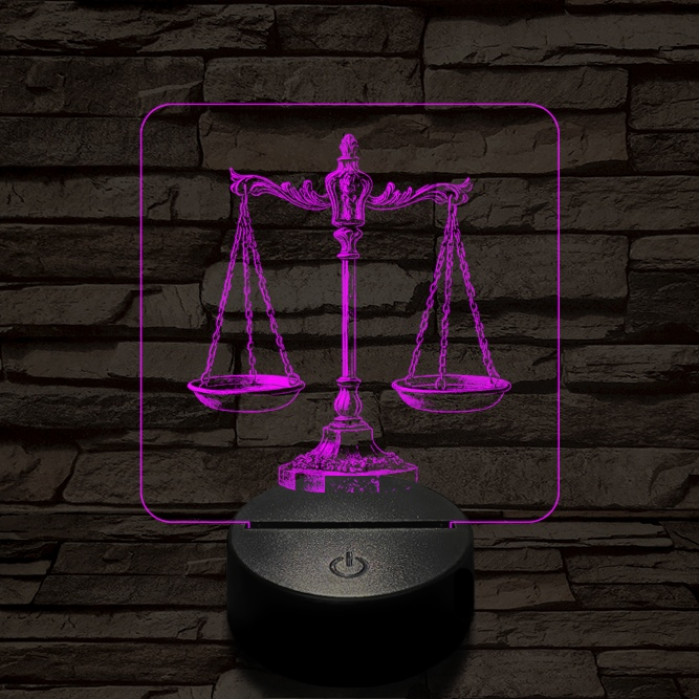 Jusztícia mérlege 7 színű  3D led lámpa