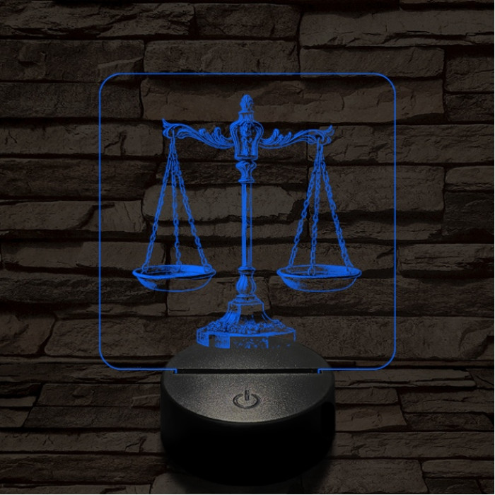 Jusztícia mérlege 7 színű  3D led lámpa