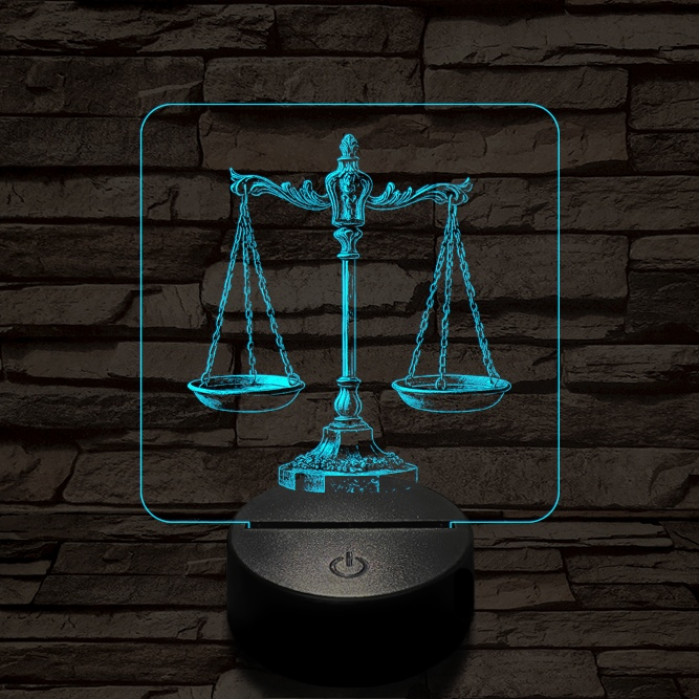 Jusztícia mérlege 7 színű  3D led lámpa