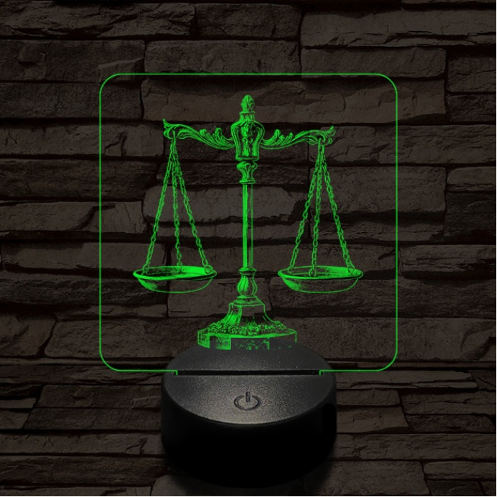 Jusztícia mérlege 7 színű  3D led lámpa
