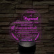 Húgomnak – szívalakú, idézetes, 7 színű színváltós 3D LED lámpa