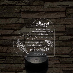 Nagyi – Szívalakú, színváltós 7 színű LED lámpa szeretetteljes üzenettel
