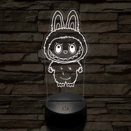 Labubu 7 színű 3D led lámpa