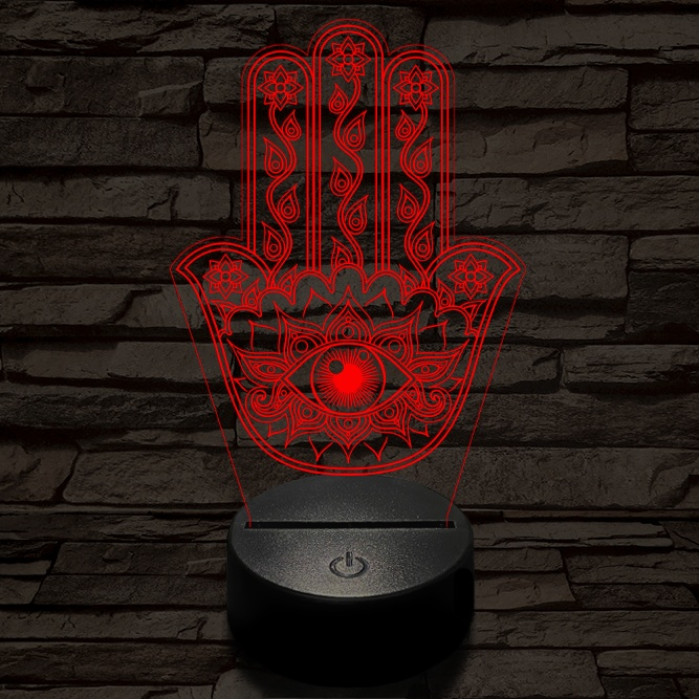 Hamsza kéz 7 színű  3D led lámpa
