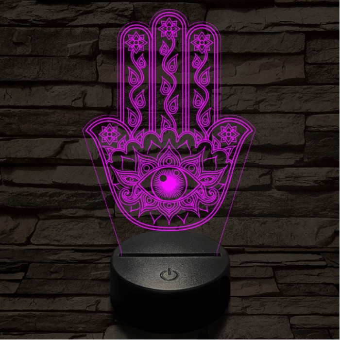 Hamsza kéz 7 színű  3D led lámpa