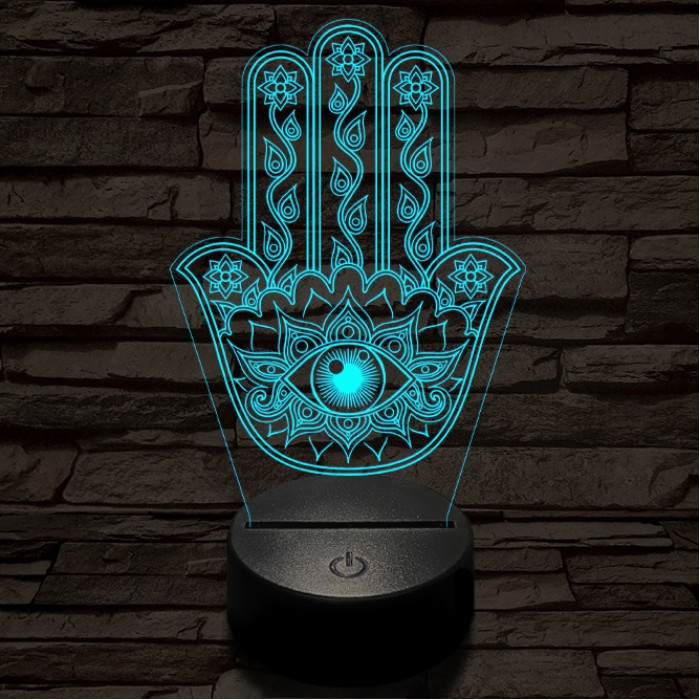 Hamsza kéz 7 színű  3D led lámpa
