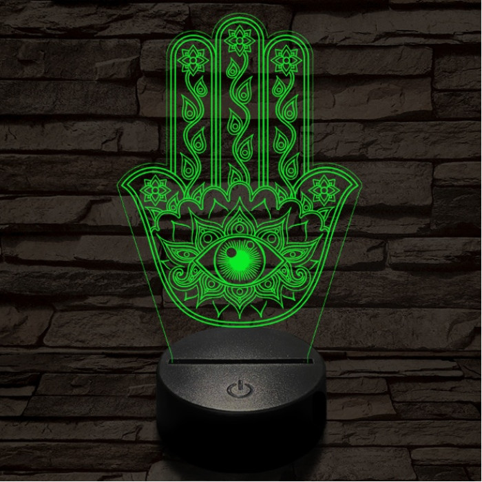 Hamsza kéz 7 színű  3D led lámpa