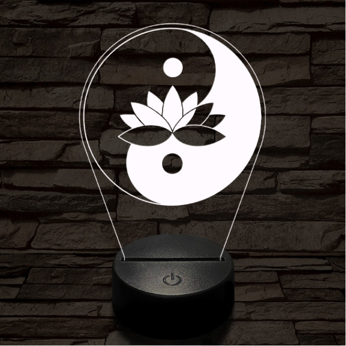 Jin-Jang lótusz7 színű  3D led lámpa