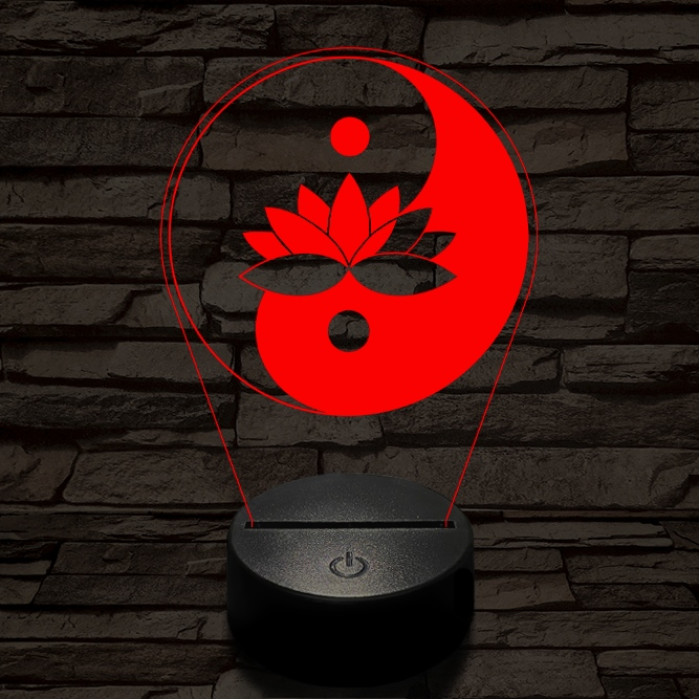 Jin-Jang lótusz7 színű  3D led lámpa