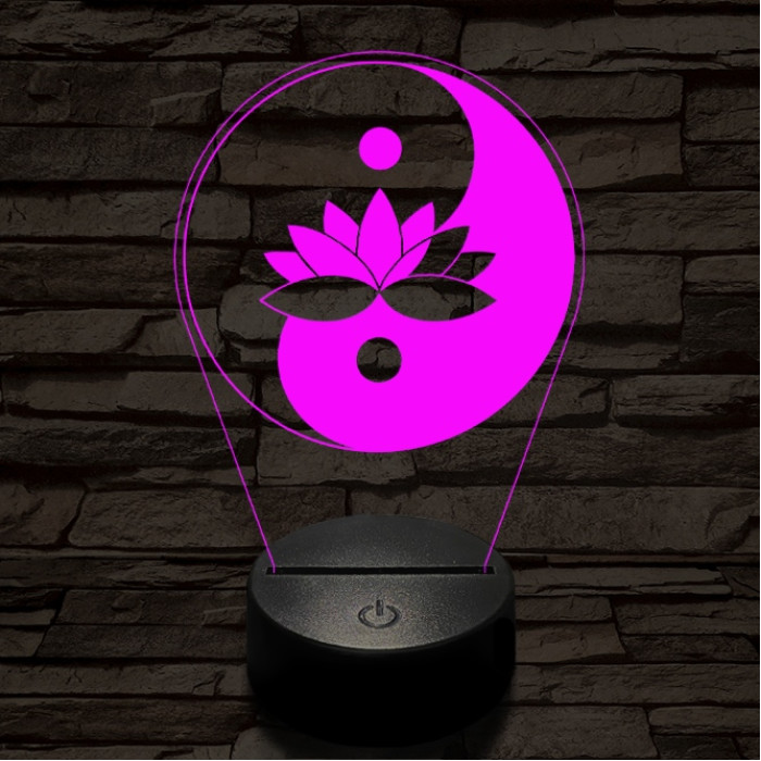 Jin-Jang lótusz7 színű  3D led lámpa