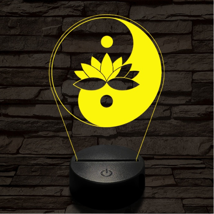 Jin-Jang lótusz7 színű  3D led lámpa