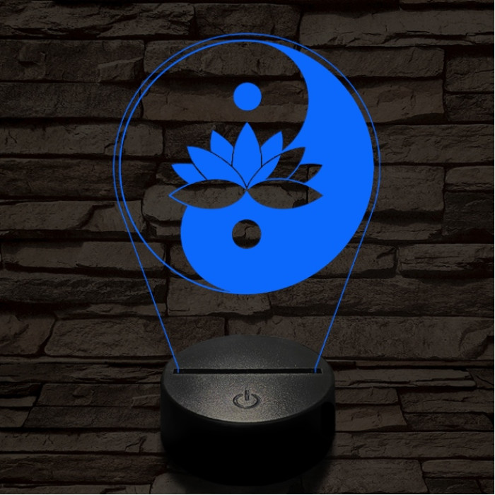 Jin-Jang lótusz7 színű  3D led lámpa