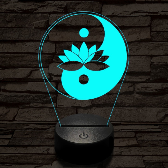 Jin-Jang lótusz7 színű  3D led lámpa