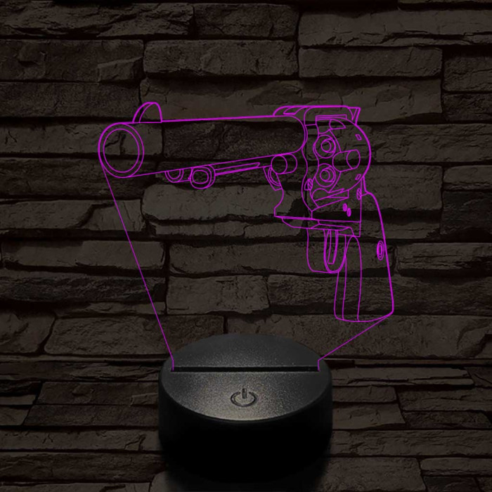 Colt revolver  7 színű  3D led lámpa