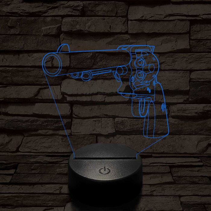 Colt revolver  7 színű  3D led lámpa