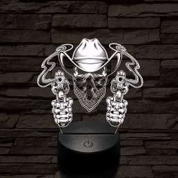 A halott cowboy és a két füstölgő pisztolycső 7 színű  3D led lámpa