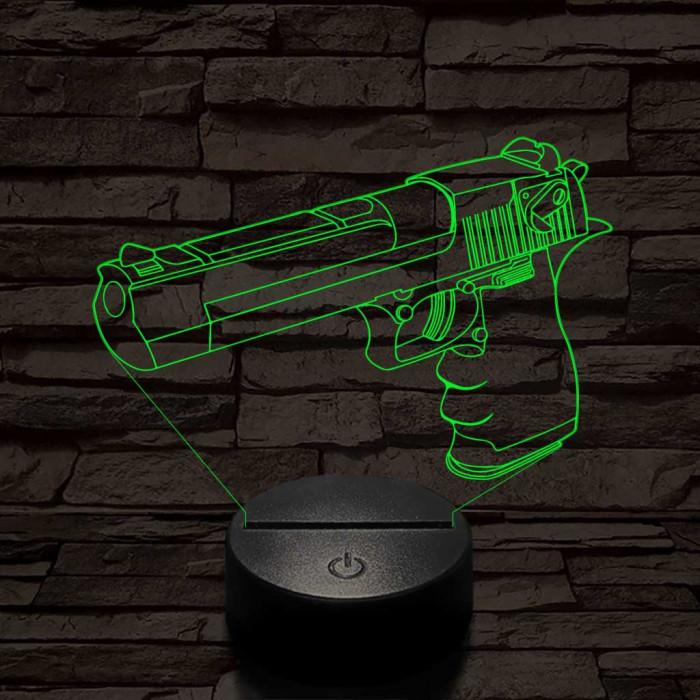 Desert eagle pisztoly 7 színű  3D led lámpa
