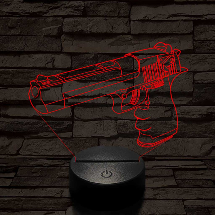 Desert eagle pisztoly 7 színű  3D led lámpa