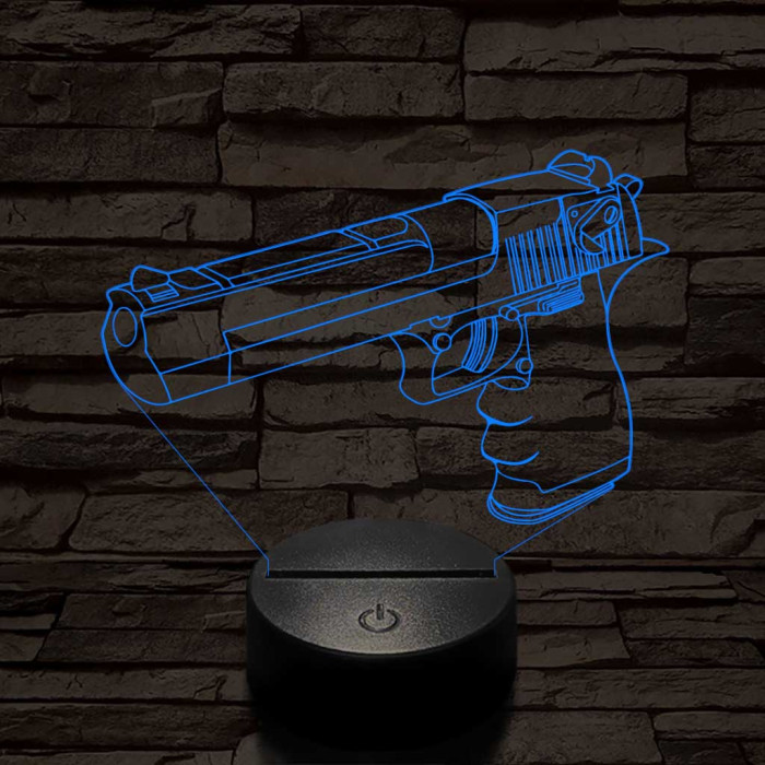 Desert eagle pisztoly 7 színű  3D led lámpa