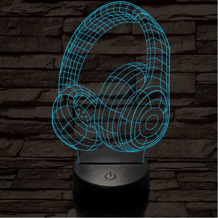 Fejhallgató 4 7 színű 3D led lámpa