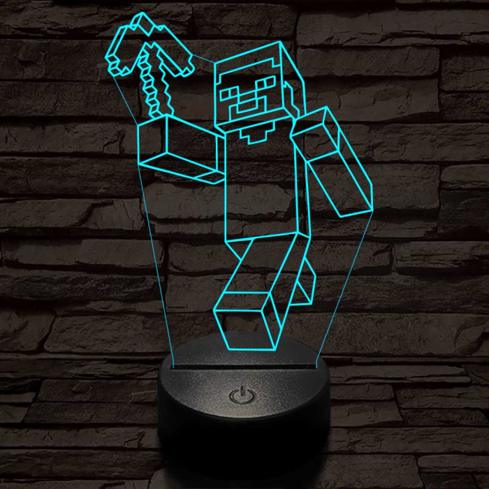 Minecraft figura 7 színű 3D led lámpa