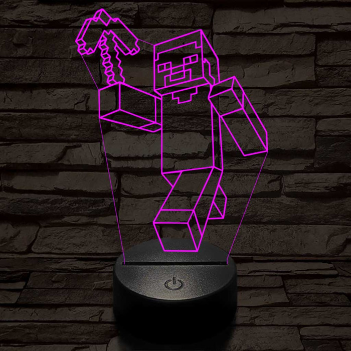 Minecraft figura 7 színű 3D led lámpa