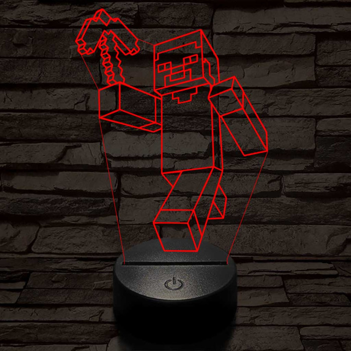 Minecraft figura 7 színű 3D led lámpa