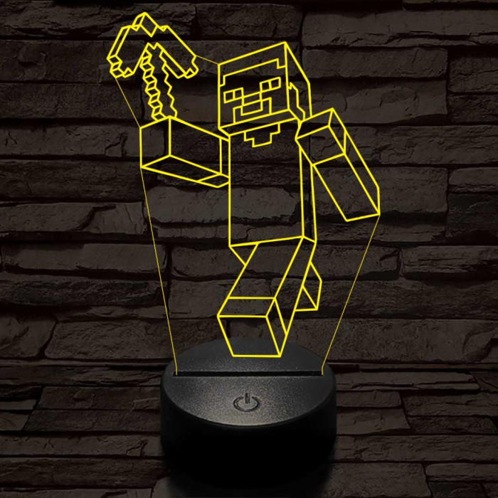 Minecraft figura 7 színű 3D led lámpa