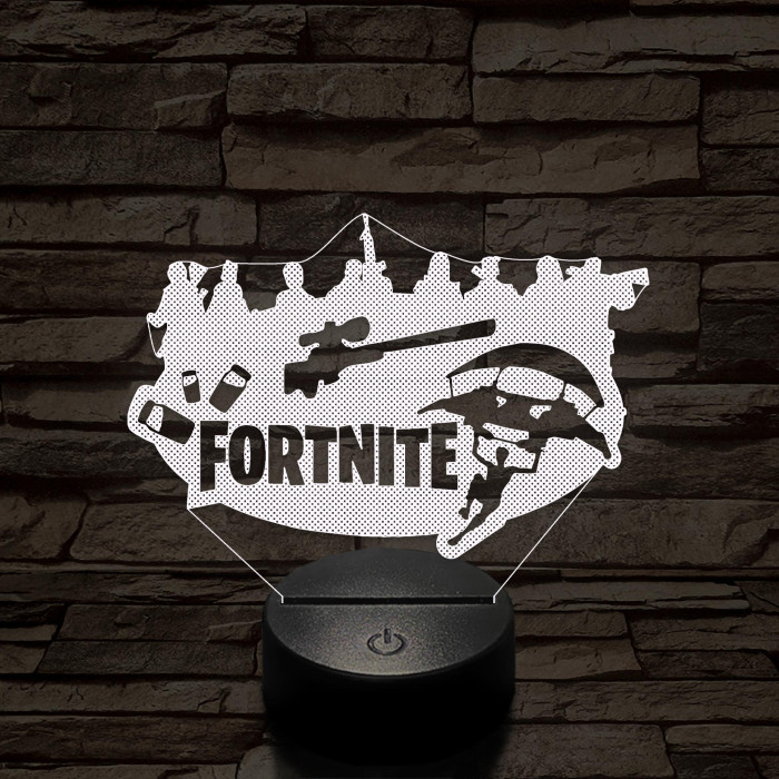 Fortnite logó 7 színű 3D led lámpa
