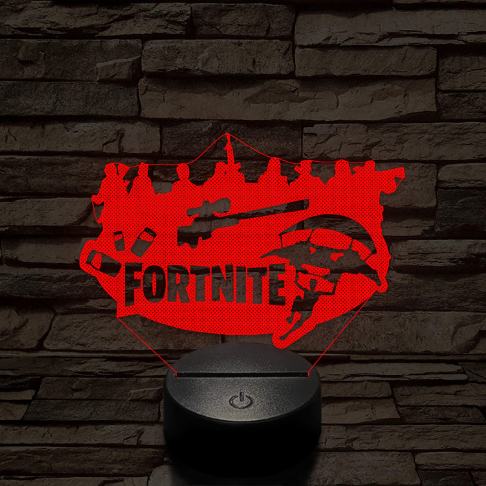 Fortnite logó 7 színű 3D led lámpa