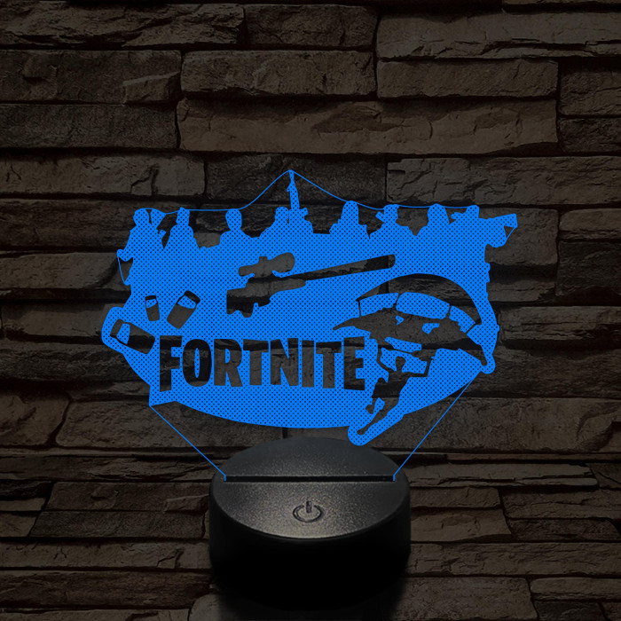 Fortnite logó 7 színű 3D led lámpa