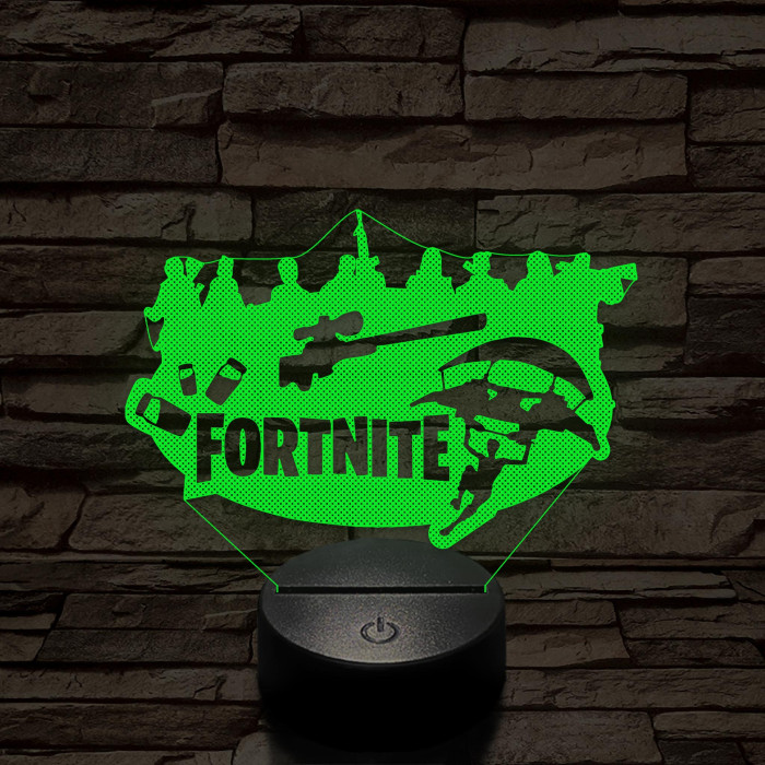 Fortnite logó 7 színű 3D led lámpa