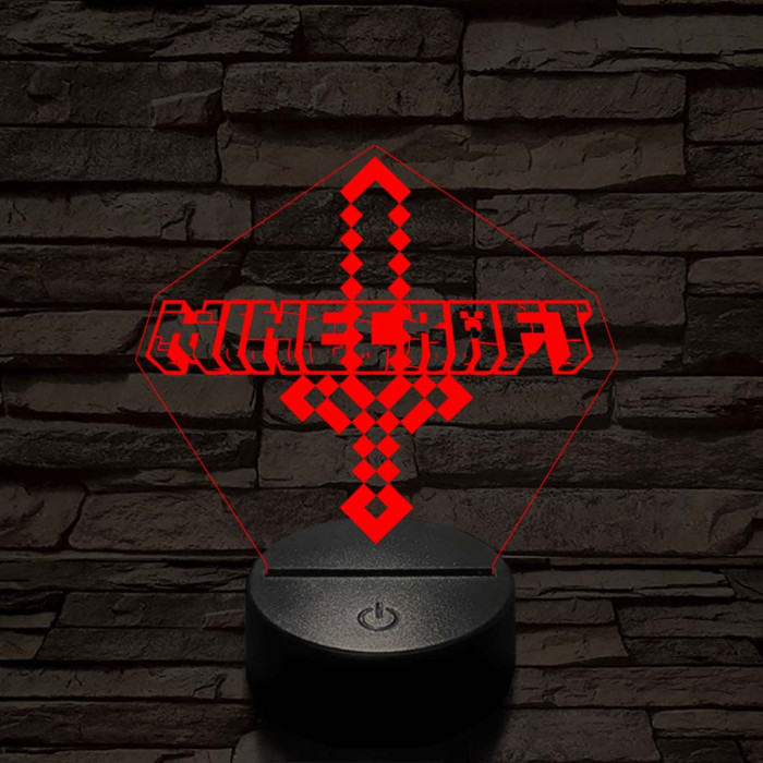 Minecraft  7 színű 3D led lámpa