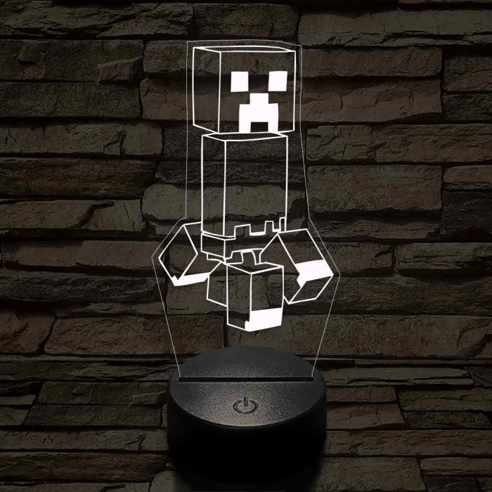 Minecraft Creeper 7 színű 3D led lámpa