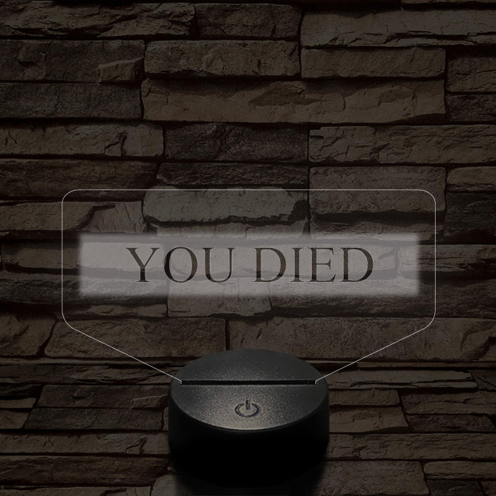Elden Ring "You Died" 7 színű 3D led lámpa