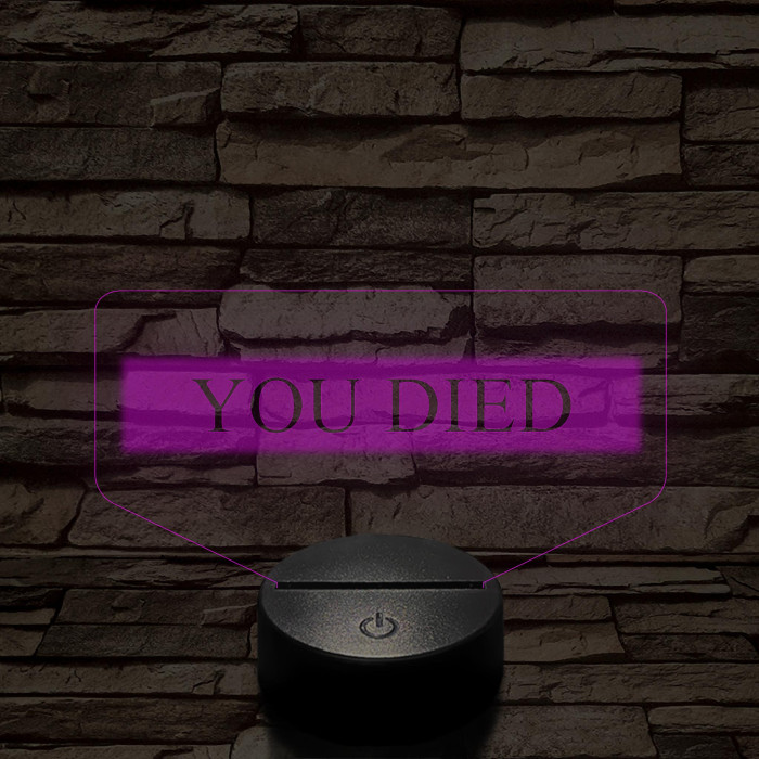 Elden Ring "You Died" 7 színű 3D led lámpa